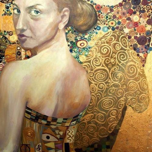 The Owl Box A3 Beautiful Woman In Gold Decoupage Paper