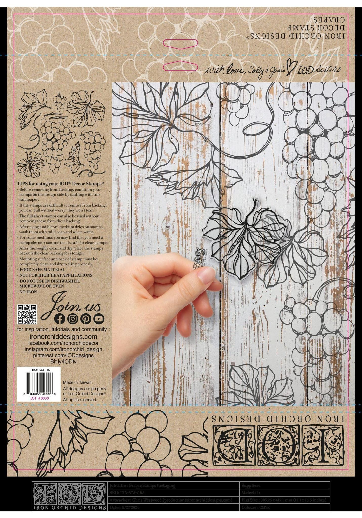 The Owl Box Grapes 12x12 Decor Stamp