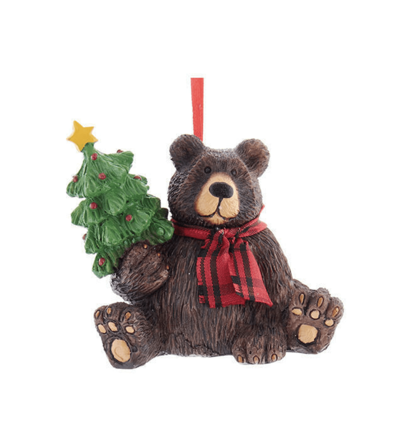 The Owl Box Christmas Tree Plaid Country Christmas Bear Ornament