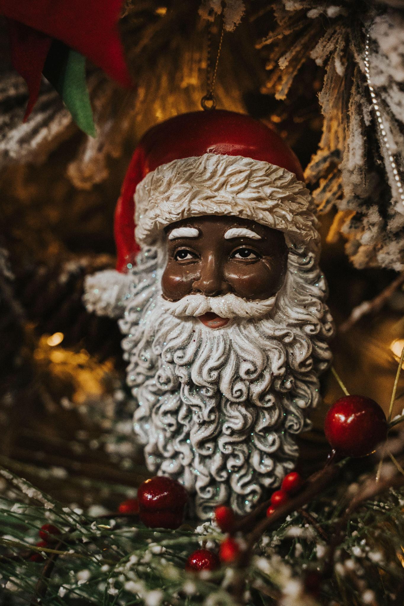 The Owl Box Jolly Black Santa Ornament
