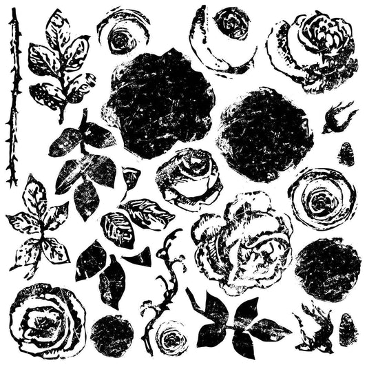 The Owl Box Painterly Roses 12x12 Decor Stamp